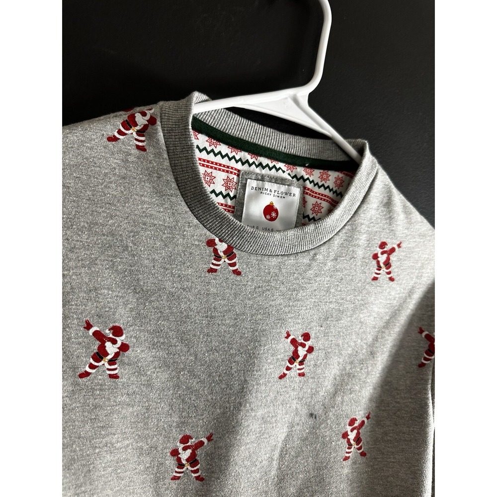 Ugly Christmas Sweater Dabbin Santa Sweatshirt S Trendy Pullover Denim &‎ Flower